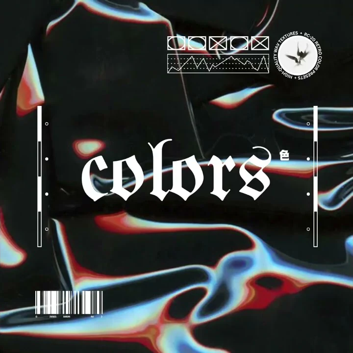 Colors cover with distorted red, blue and white textures