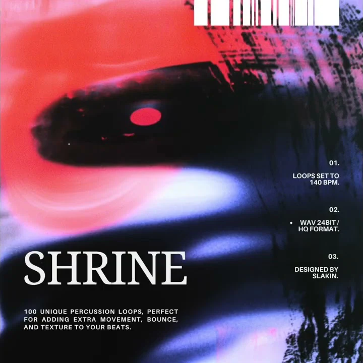 Shrine cover in red, purple and black